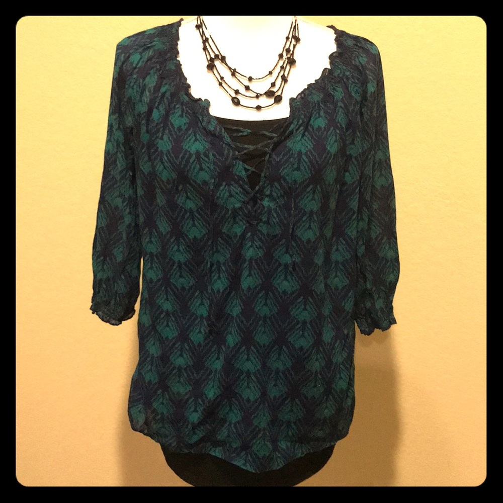 Navy patterned blouse